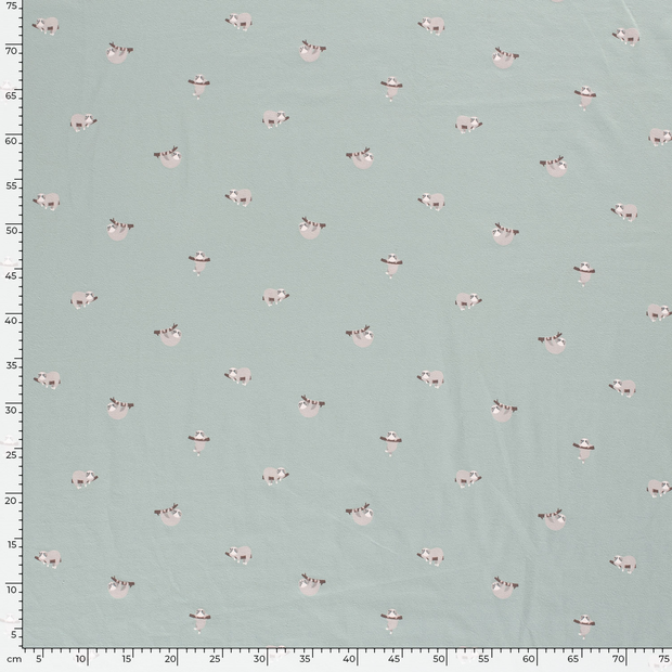 Jersey de Coton tissu animaux Bleu bébé