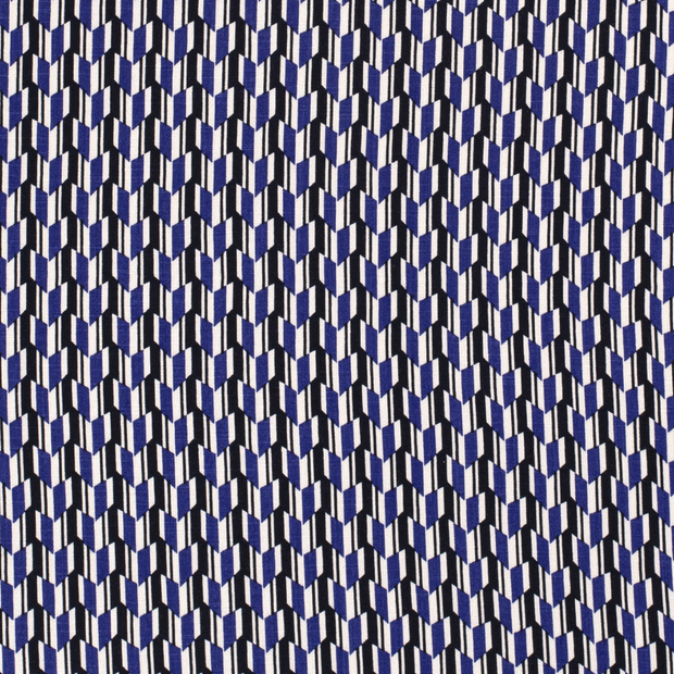 Woven Viscose Stretch fabric Abstract Cobalt