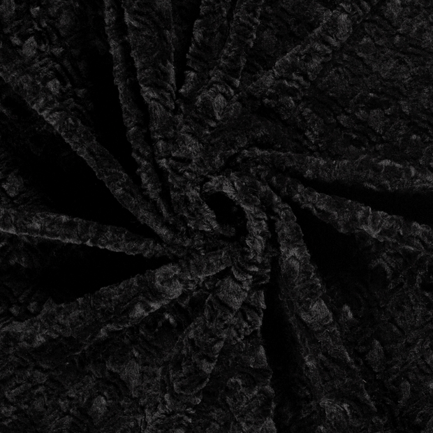 Fausse Fourrure tissu Noir gaufré 