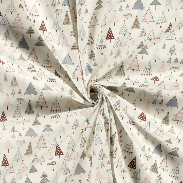 Cotton Poplin fabric Off White printed and foil 