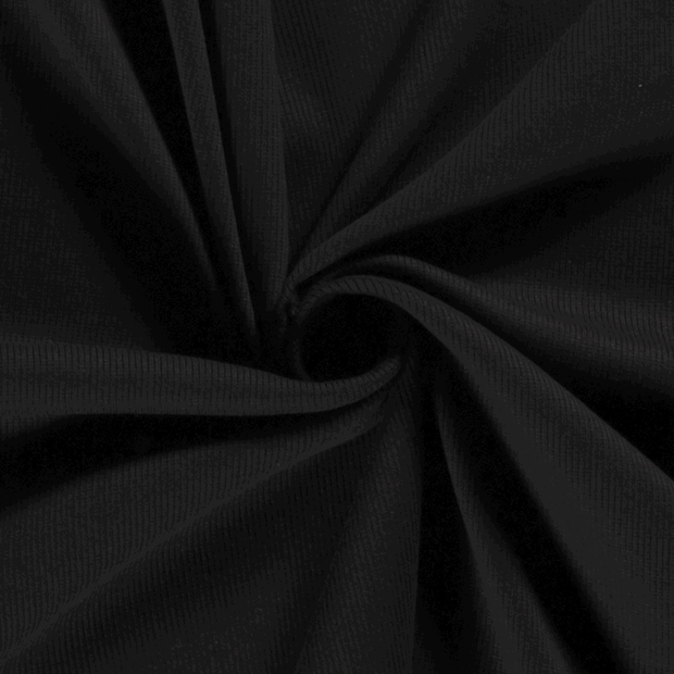 Rib Jersey tissu Unicolore Noir
