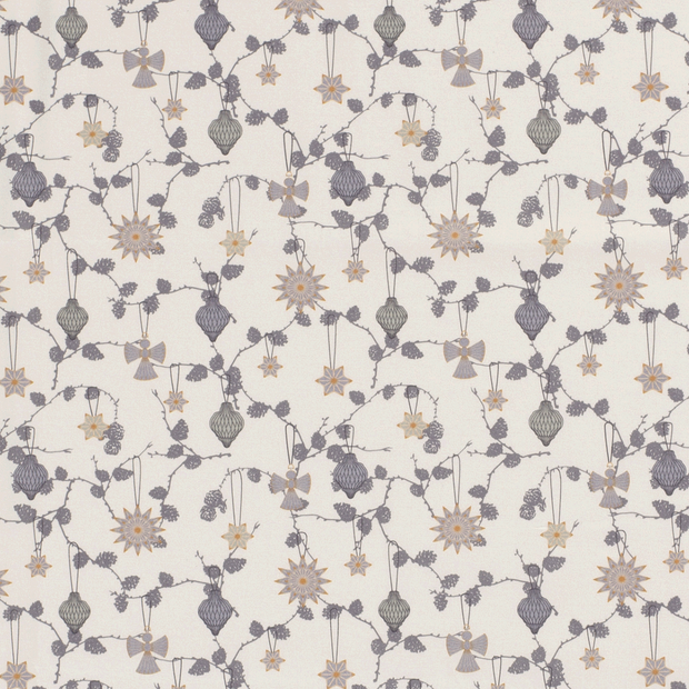 Cotton Poplin fabric Christmas Beige