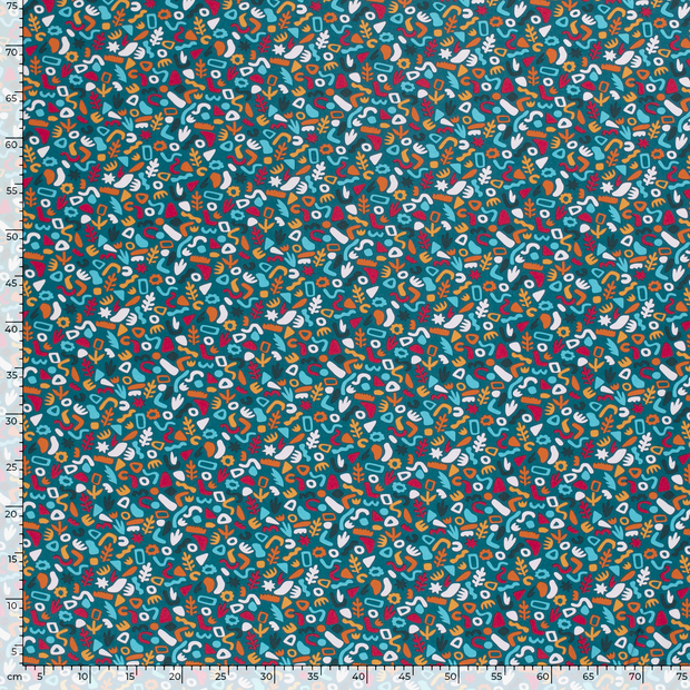 Cotton Jersey fabric Abstract Petrol