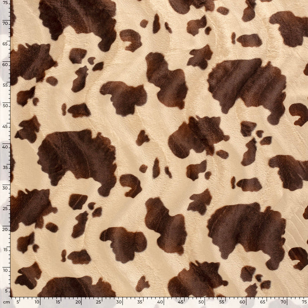 Velours fabric Cows Beige