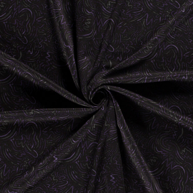 Poly Viscose Jersey fabric Carbon discharge printed 