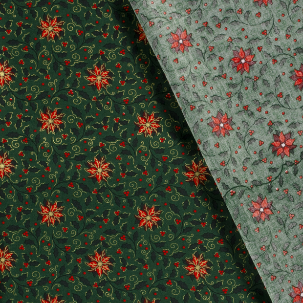 Cotton Poplin fabric Christmas printed and foil 