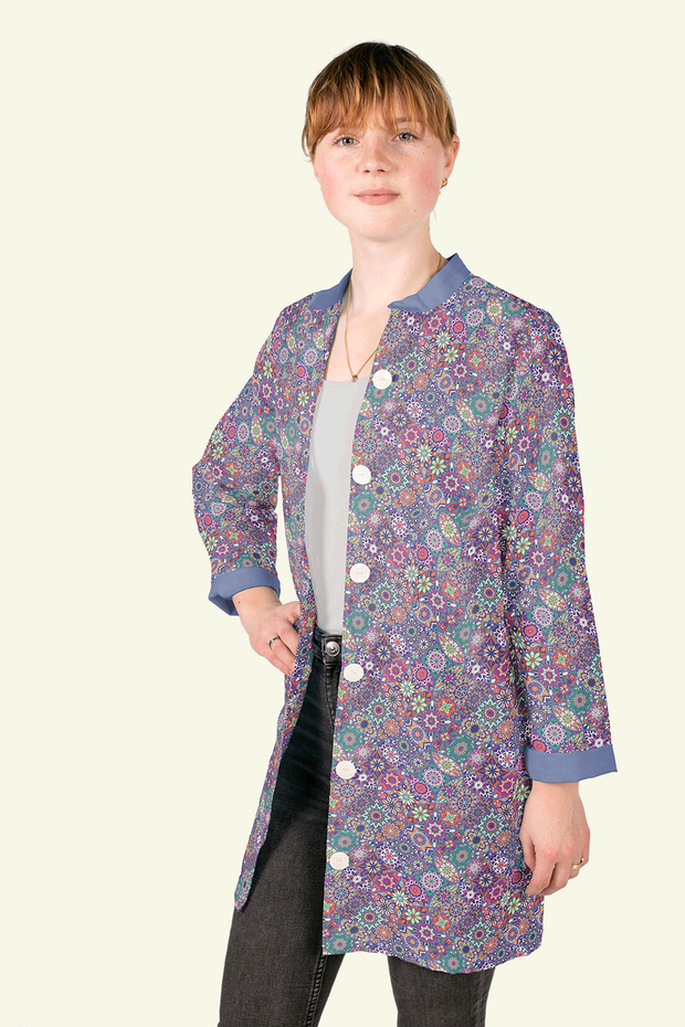 Cotton Poplin fabric Abstract Cobalt