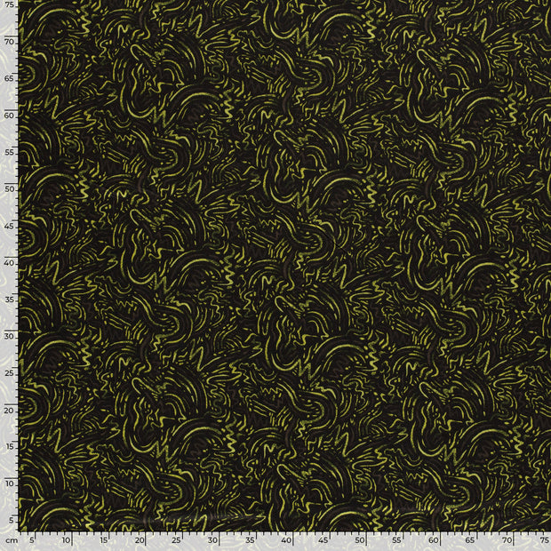 Poly Viscose Jersey fabric Abstract Lime Green