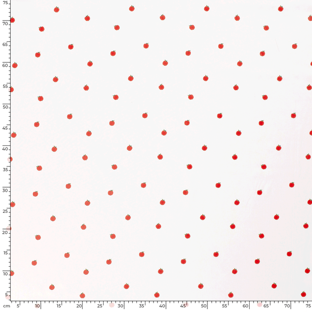 Cotton Poplin fabric Fruits Optical White