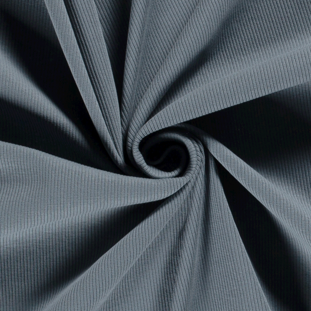 Rib Jersey fabric Unicolour Steel Blue