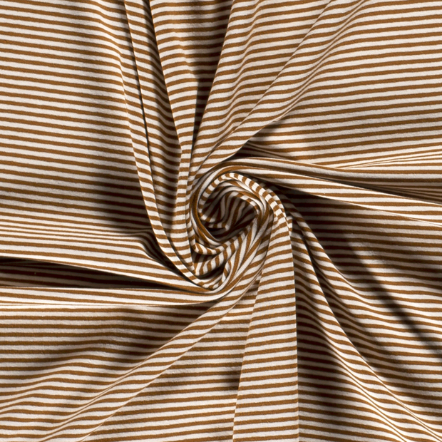 Cotton Jersey Yarn Dyed fabric Stripes Caramel