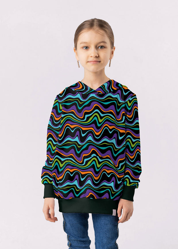 Alphen Fleece tela Abstracto Negro