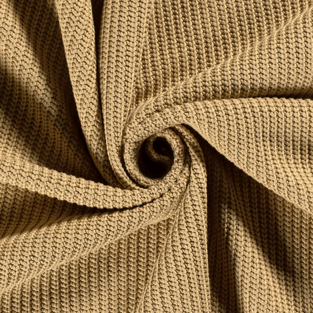 Heavy Knit tela Cable Camel