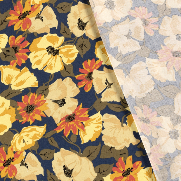 Viscose Twill fabric Flowers printed 