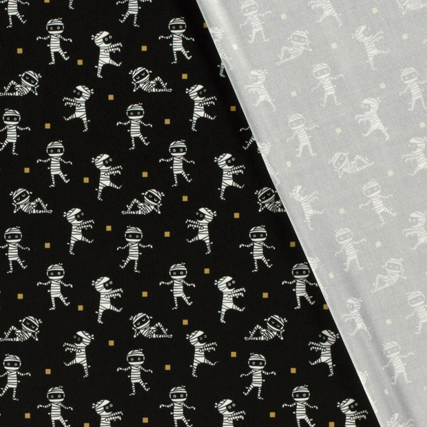 Polyester Jersey fabric Mummies printed and foil 