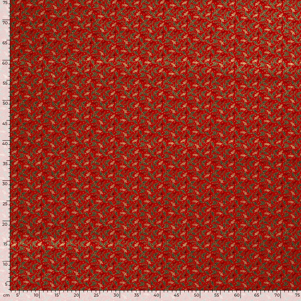 Katoen Poplin stof Kerstbomen Rood