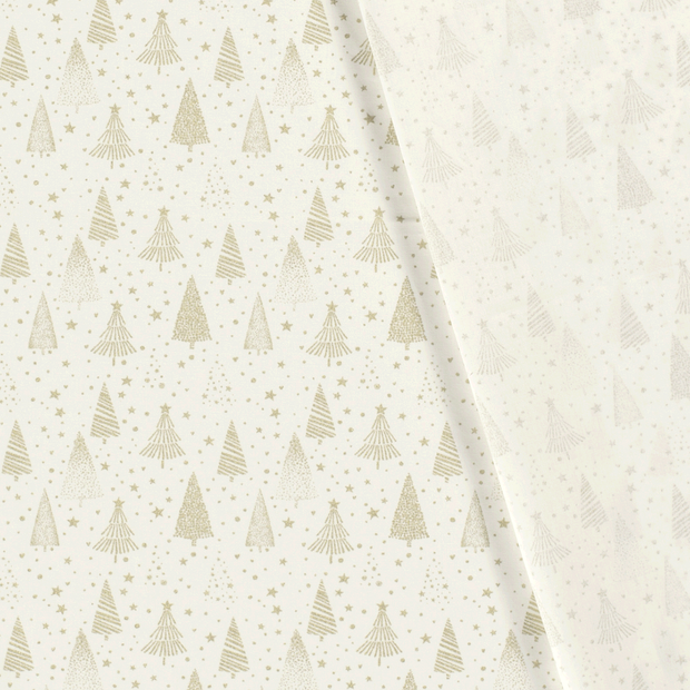 Cotton Poplin fabric Christmas trees printed and foil 