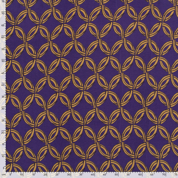 Viscose Nylon Crepe fabric Circles Purple