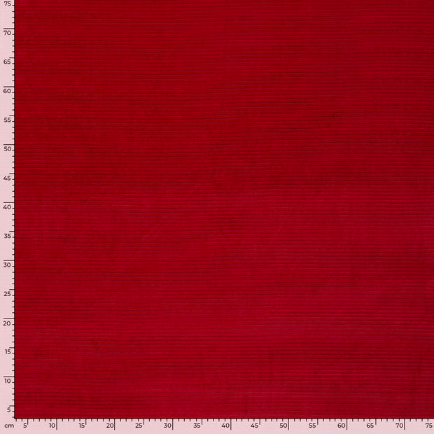 Nicky Velours Rib fabric Unicolour Dark Red