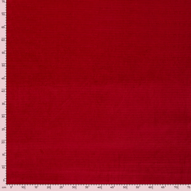 Nicky Velours Rib tissu Unicolore Rouge Bordeaux