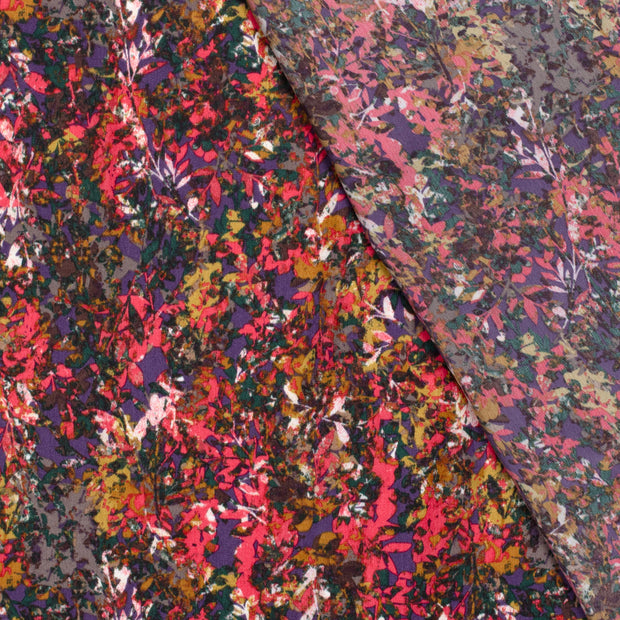 Satin Velvet fabric Leaves printed 