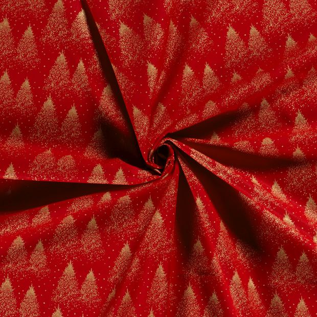 Algodón Popelina tela Rojo estampado con lámina 