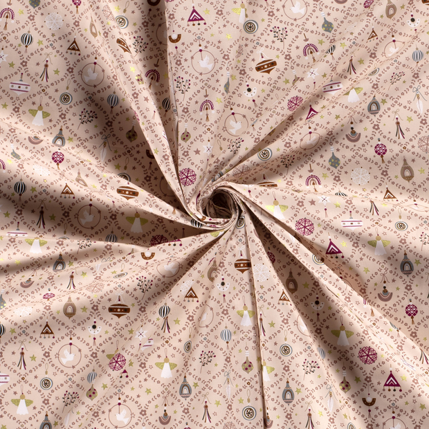 Cotton Poplin fabric Pink printed and foil 