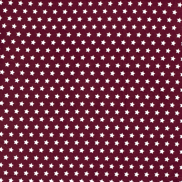 Cotton Poplin fabric Stars Bordeaux