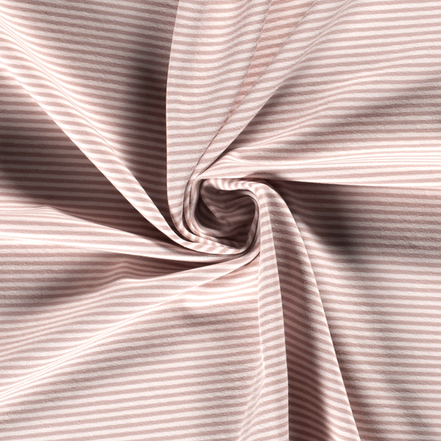 Katoen Jersey Garengeverfd stof Strepen Licht Mauve
