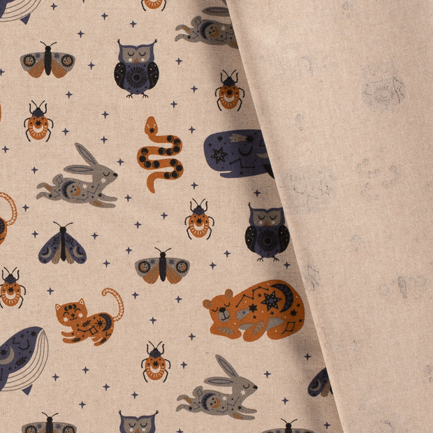 Linen Look fabric Animals printed 