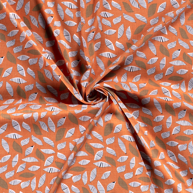Woven Viscose Stretch fabric Orange printed 