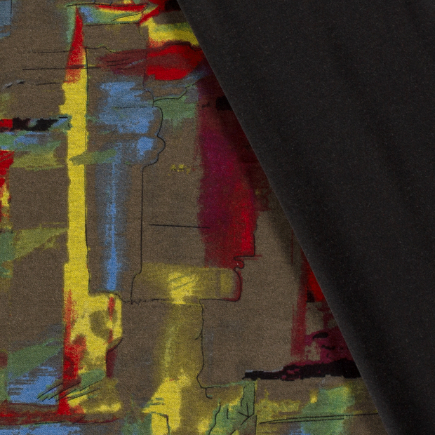 Poly Viscose Jersey fabric Abstract discharge printed 