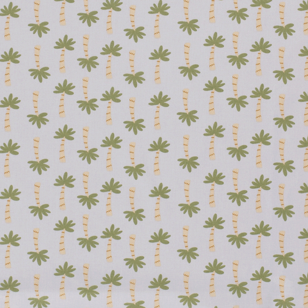 Cotton Poplin fabric Trees Light Grey