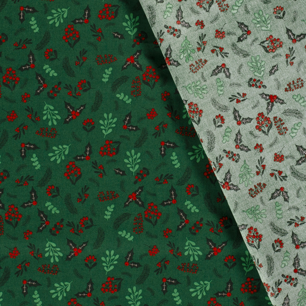 Cotton Poplin fabric Christmas twigs printed 