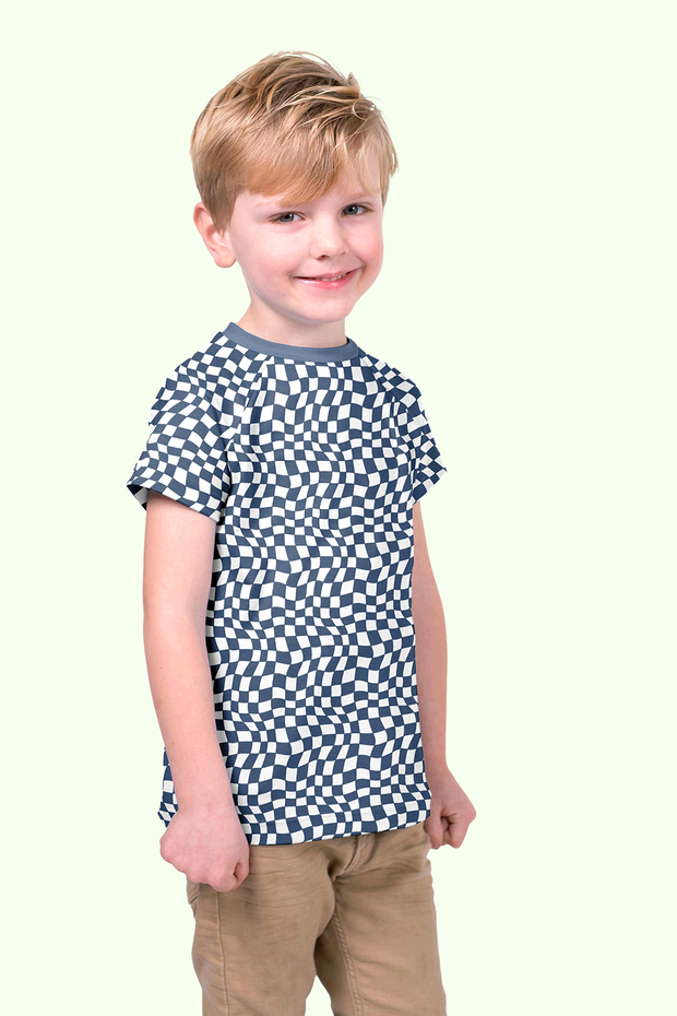 Cotton Jersey fabric Abstract Navy