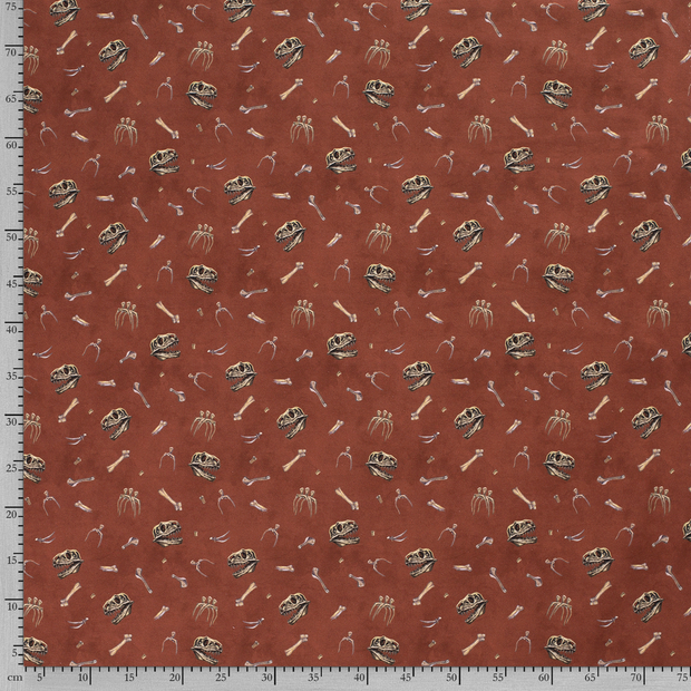 French Terry tissu dinosaures Brique