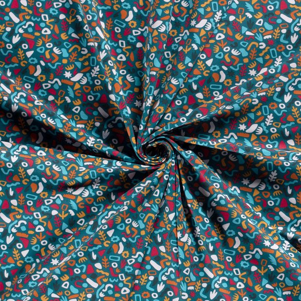 Cotton Jersey fabric Petrol printed 