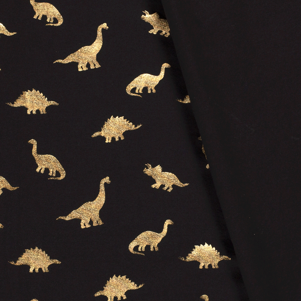 Cotton Jersey fabric Dinosaurs foiled 