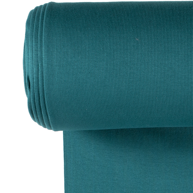 Bord Cote 2x2 Rib tissu Unicolore Bleu Canard