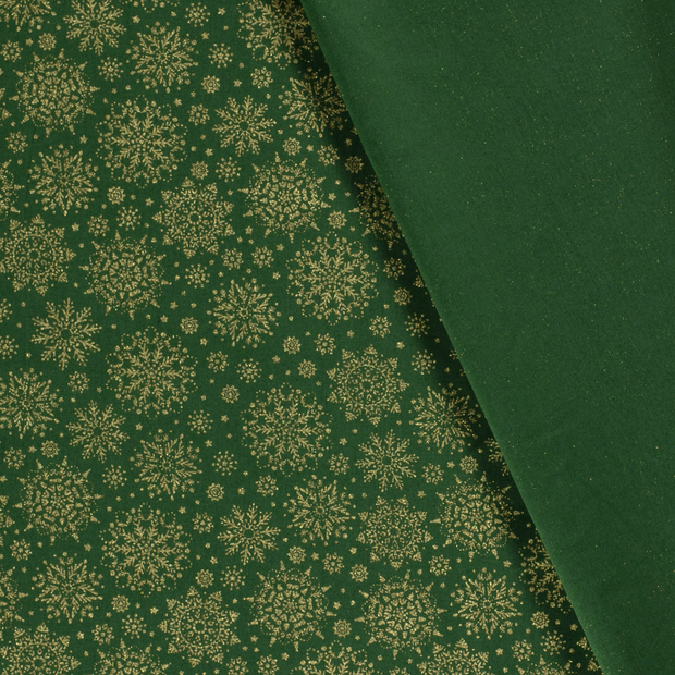 Cotton Poplin fabric Christmas snowflakes printed and foil 