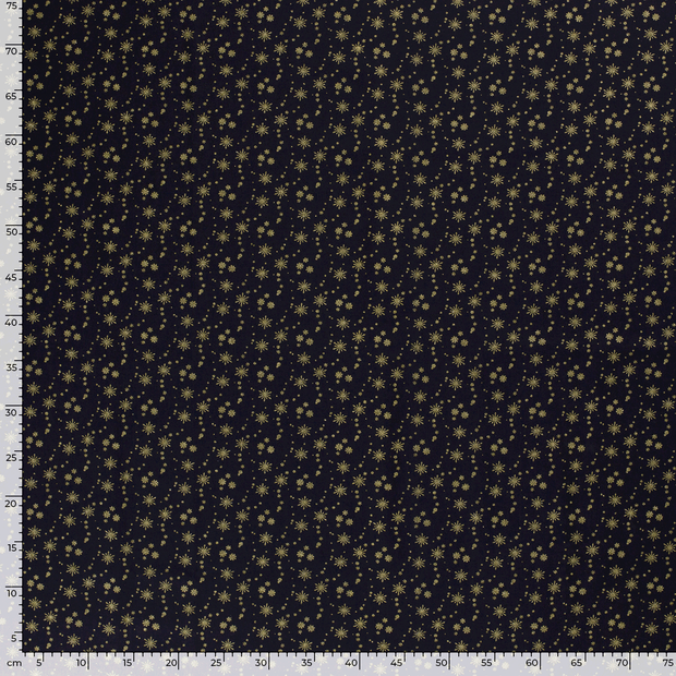 Cotton Poplin fabric Christmas stars Navy