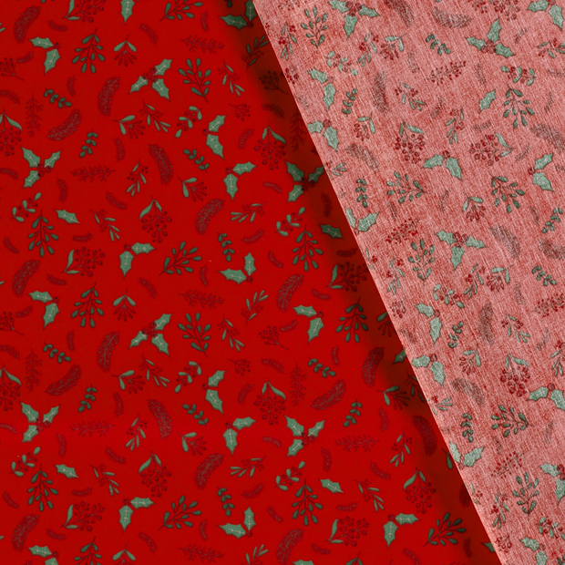Cotton Poplin fabric Christmas twigs printed 