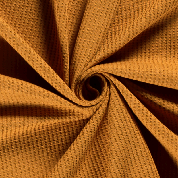Knitted Waffle fabric Unicolour Oker
