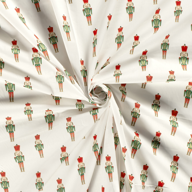 Cotton Poplin fabric Off White printed and foil 