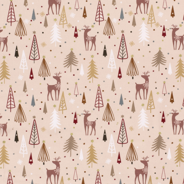 Cotton Poplin fabric Christmas Pink