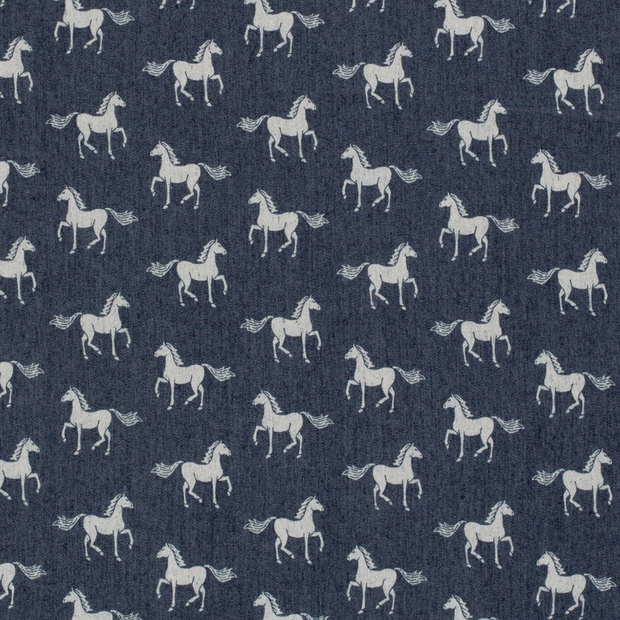 Denim fabric Animals Navy