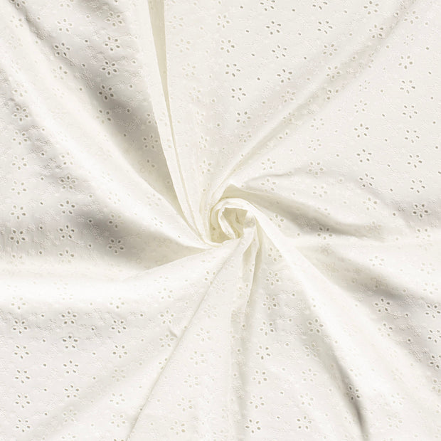 Algodón Popelina tela Blanco roto bordado 