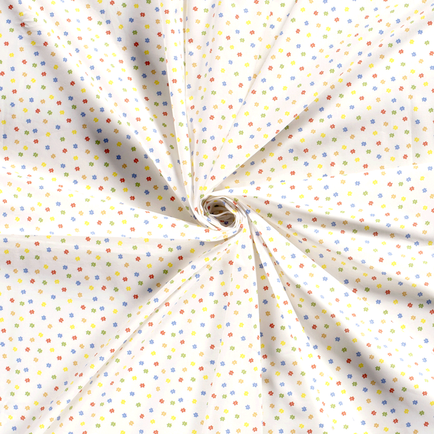 Cotton Poplin fabric Optical White printed 