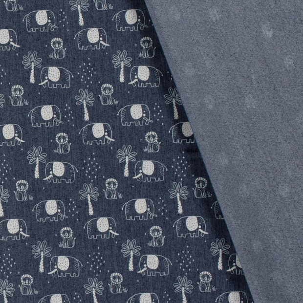 Denim fabric Animals printed 