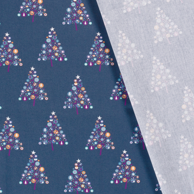 Cotton Poplin fabric Christmas snowflakes printed 